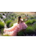 Peach Tulle Tiered High Low Stunning Flower Girl Dress